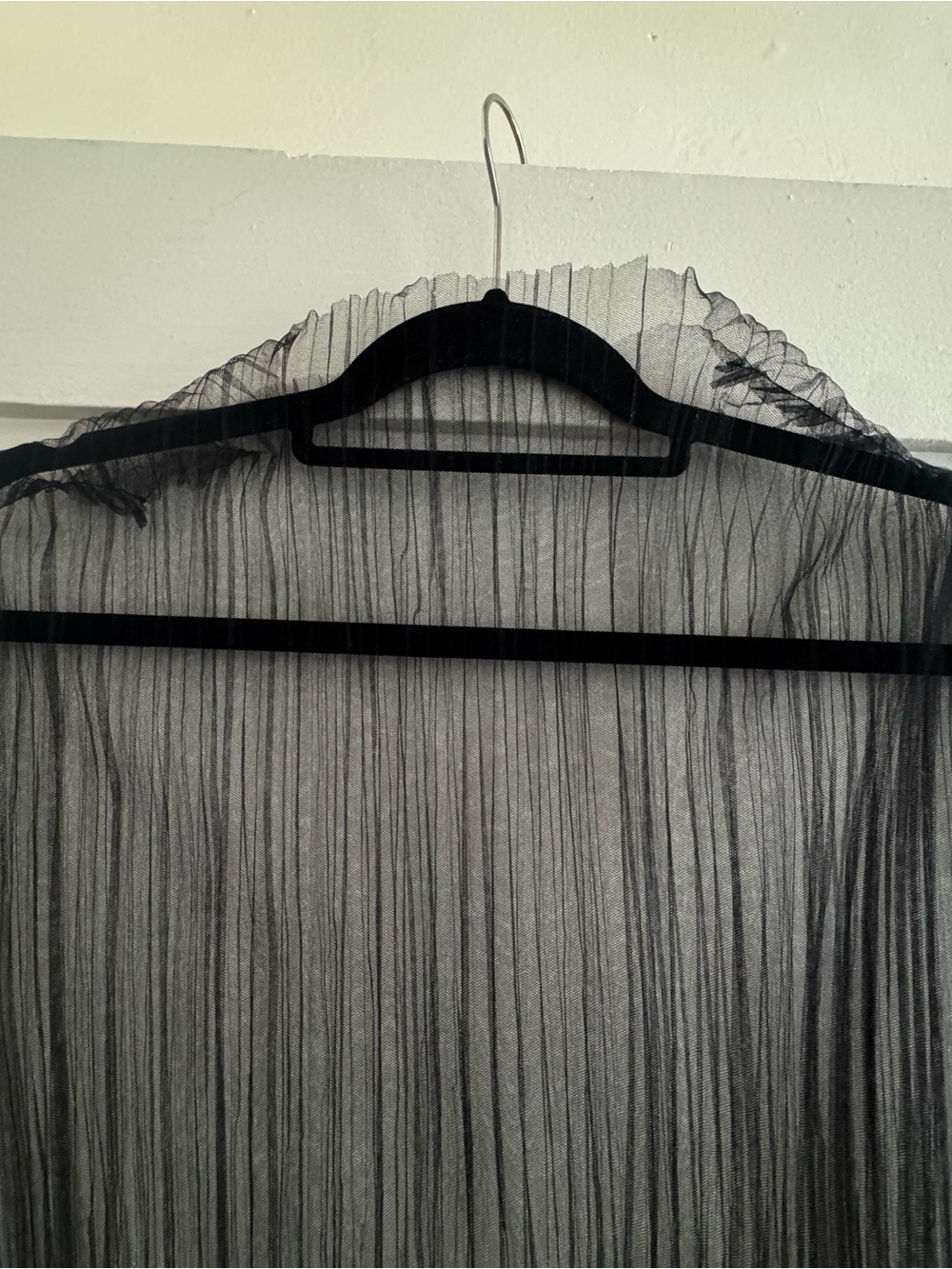 Black Sheer Pleated Maxi Dress - Picture 2 of 5